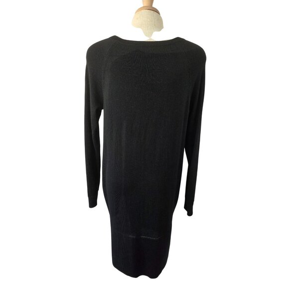 J Crew Tulip Silhouette Shift Dress Size M Lightweight Black Knit Long Sleeve - Picture 2 of 6